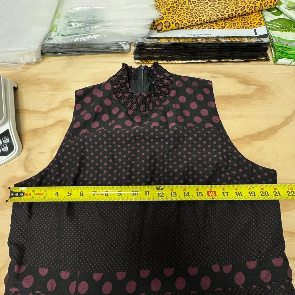 Who What Wear Dark Polka Dot Sleeveless Midi‎ Dress XXL Smocked  Whimsical Retro